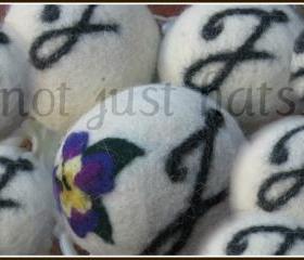 Wool Dryer Balls- X-Large -Personalized, Set of 3, Ivory