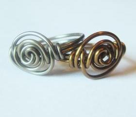 Friendship Ring Set Gunmetal and Antique Brass