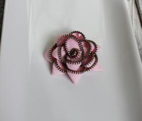 Cotton Candy (Pink) Zipper Flower Pin/Hair Clip