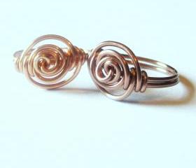 Friendship Ring Set Copper and Antique Copper