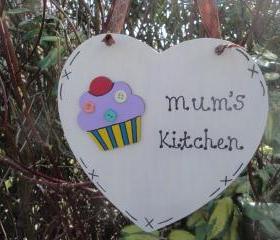 Mum's Kitchen Wooden Heart