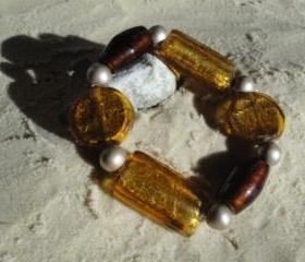 Gold-Brown Chunky Bracelet