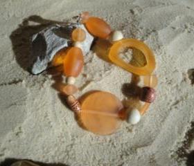 Orange-Wood Chunky Bracelet