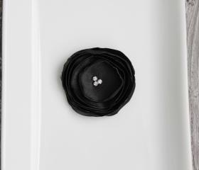 Black Burnt Satin Flower 4pcs.