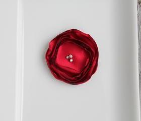Red Burnt Satin Flower 4pcs.