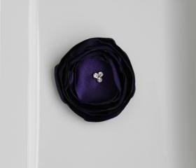 Eggplant Burnt Satin Flower 4pcs.