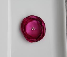 Fuchsia Burnt Satin Flower 4pcs.