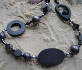 Jewelry, Necklace, Beaded, necklace, black, chunky, beaded, beads, bead, handmade, jewellery