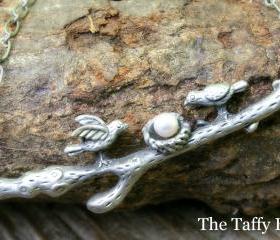 Lovebirds Tree Branch and Nest Necklace