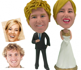 Personalized Wedding Cake Topper of a Golden Couple, a Cake Topper that Looks Like the Bride and Groom