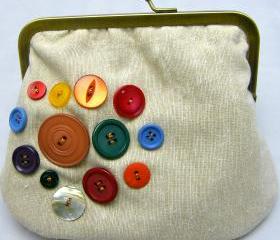 Linen Fabby Purse - Buttons