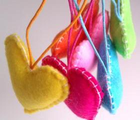 Home/Party Hearts Decorations - Vibrant, neon, rainbow, colorful - Set of 6 - Ornaments/favors/decor/gifts