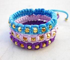 Bracelet gold beads friendship bracelet macrame bracelet stackable bracelet adjustable -PICK YOUR COLOR