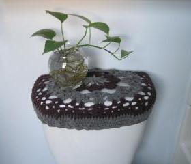 Crochet Toilet Tank Lid Cover or Toilet Seat Cove - Plum heather/true grey (TSC1H or TTL1H)