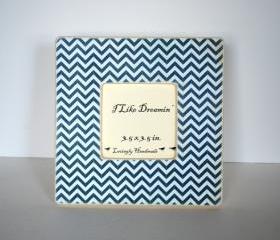 Navy Blue Chevron Picture Frame