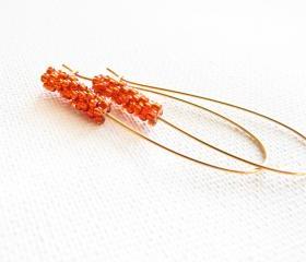 Burnt orange chic earrings. Spring summer 2012 Beaded beads jewelry