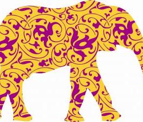 Elephant Wall Decals with Decorative Fills