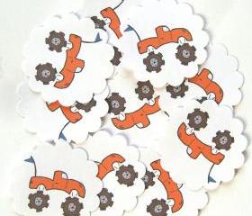 Orange Monster Truck Embellishments/Tags/Favors - Set of 10