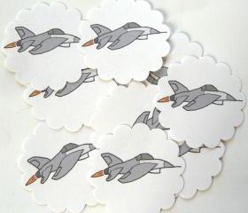 Fighter Jet Embellishments/Tags/Favors - Set of 10