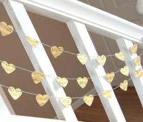Vintage Inspired Music Sheet Heart Garland - 3 yards