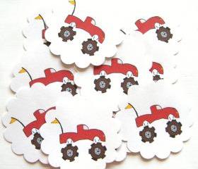 Red Monster Truck Embellishments/Tags/Favors - Set of 10