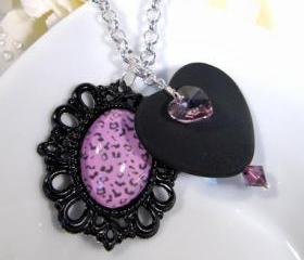 Purple charm necklace