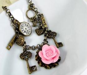 Romantic pink flower bracelet