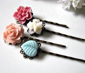 Garden Of Posies - Shabby Chic Bobby Hair Pins