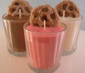 Milk and Cookies Candle Gift Set Strawberry Chocolate and Vanilla Made with Soy Wax