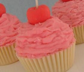 Pink Cupcake Candle Vanilla Buttercream Scented All Natural Soy Wax