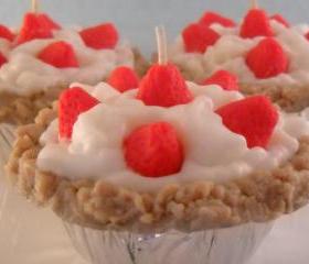 Strawberry Short Cake Scented Pie Candle, Handmade, Soy Wax