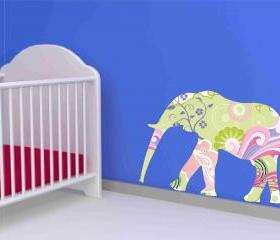 Elephant Wall Decal in Floral Print