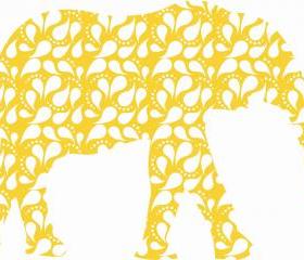 Nursery Decor Yellow Elephant Decals with Paisley Pattern