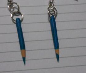 Teal Pencil Crayon Earrings