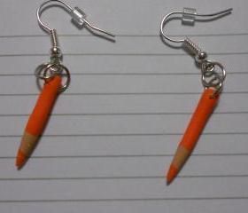 Orange Pencil Crayon Earrings