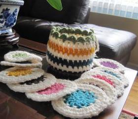Set of 10 cup coasters with a basket (CC3)