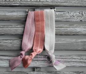 Sophisticated Pink Elastic Hair Ties - 3pk