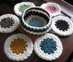 Set of 6 cup coasters with a basket (CC4)