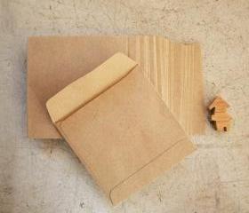 set of 100 recycle kraft paper gift bag square 9.5cmX9.5cm great for card or organizer your stationary