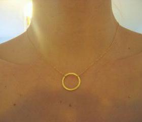 Gold Circle Necklace, Eternity, Halo, Karma