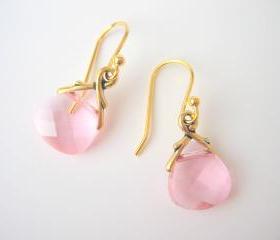 Pink Swarovski Crystal Earrings