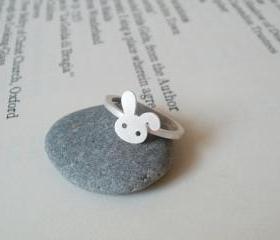 bunny rabbit ring in sterling silver No. 2, handmade in beautiful Cornwall, UK