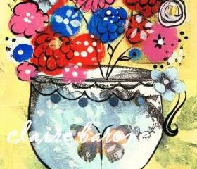Shabby Blooms Matted Print LEP