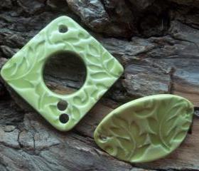 Lotus Flower stoneware bracelet connector and pendant set