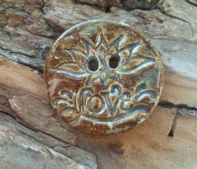 Love /lotus flower button large handmade