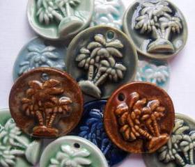 Palm tree ceramic stoneware pendant