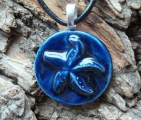 Seashell handmade ceramic pendant necklace