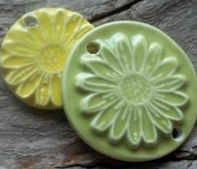 Flower shaped handmade ceramic pendant