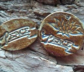 Peace Stoneware bracelet connector and pendant set
