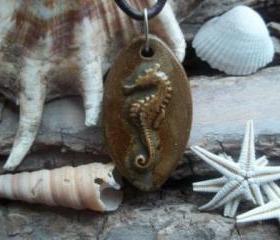 Seahorse Handmade ceramic pendant necklace